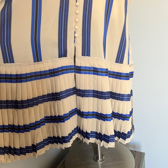 NWT H&M CONSCIOUS EXCLUSIVE STRIPED KAFTAN PLEATED TENCEL BUTTON COCKTAIL DRESS - Picture 11 of 16